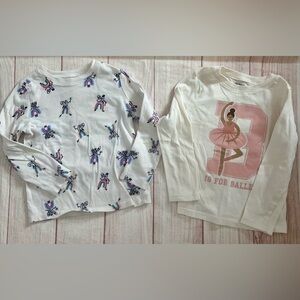 Old Navy Girls' Cream Long Sleeve Shirts 4T Fairies Rainbows Ballerinas